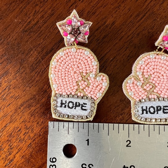 Hope Breast Cancer Awareness Seed Bead Earrings - Picture 2 of 6